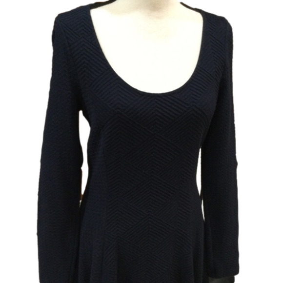Anthropologie Maeve Sasha Knit Textured Long Sleeve Navy Dress, Size Medium - Picture 3 of 13
